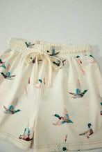 Load image into Gallery viewer, Mallard Duck Print Oversized Tee Drawstring Short Set Beige / Medium