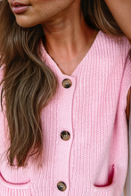 Load image into Gallery viewer, Solid Color Knit V Neck Button Front Sweater Vest S