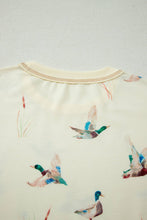 Load image into Gallery viewer, Mallard Duck Print Oversized Tee Drawstring Short Set Beige / Medium