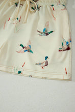 Load image into Gallery viewer, Mallard Duck Print Oversized Tee Drawstring Short Set Beige / Medium