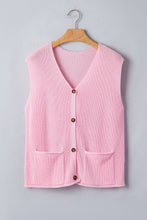 Load image into Gallery viewer, Solid Color Knit V Neck Button Front Sweater Vest S
