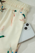 Load image into Gallery viewer, Mallard Duck Print Oversized Tee Drawstring Short Set Beige / Medium
