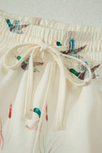 Load image into Gallery viewer, Mallard Duck Print Oversized Tee Drawstring Short Set Beige / Medium
