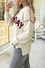 Load image into Gallery viewer, Drop Shoulder Game Day Letter Print Pullover Sweater Beige / Medium
