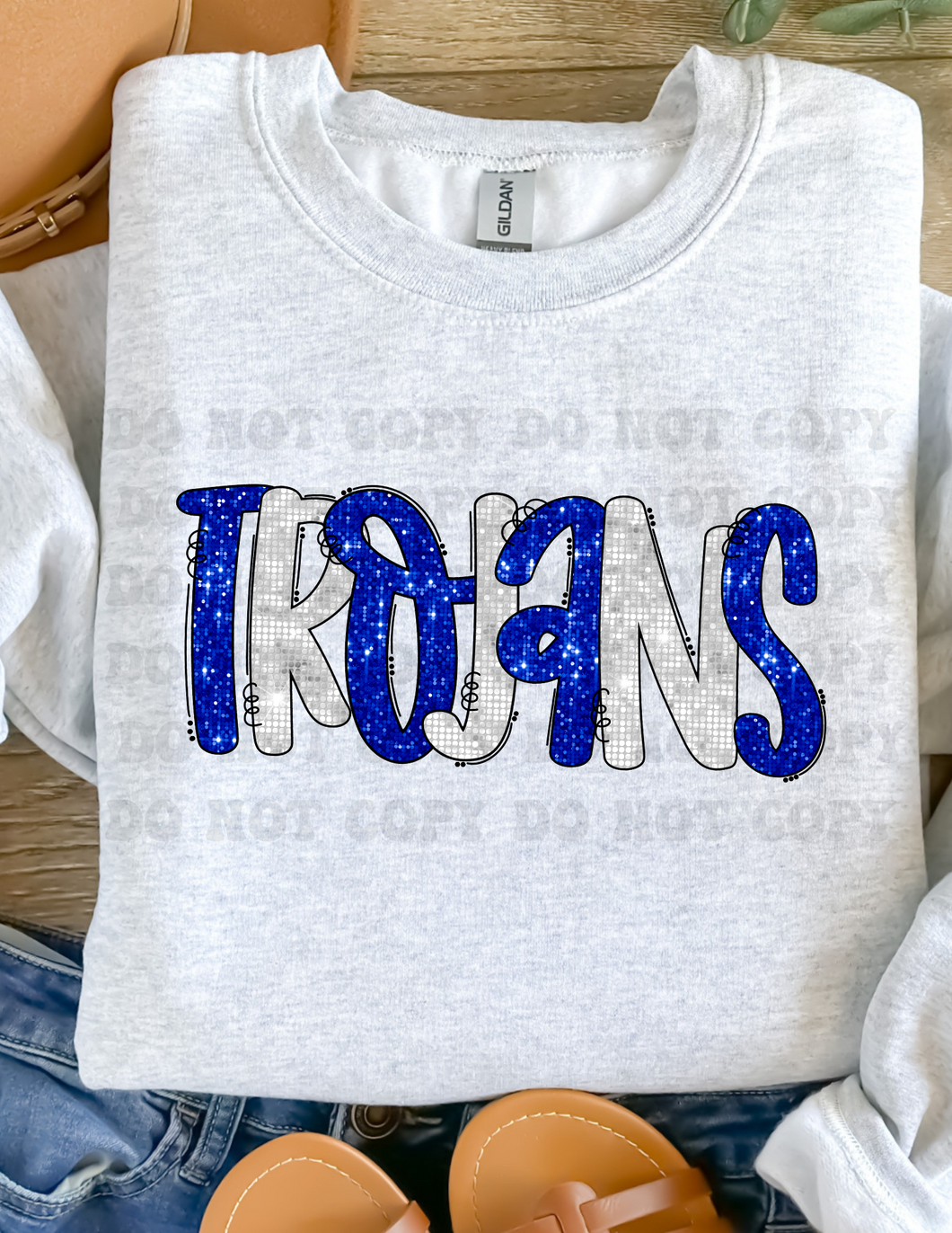 Custom | Trojans - Blue and White FAUX Sequence